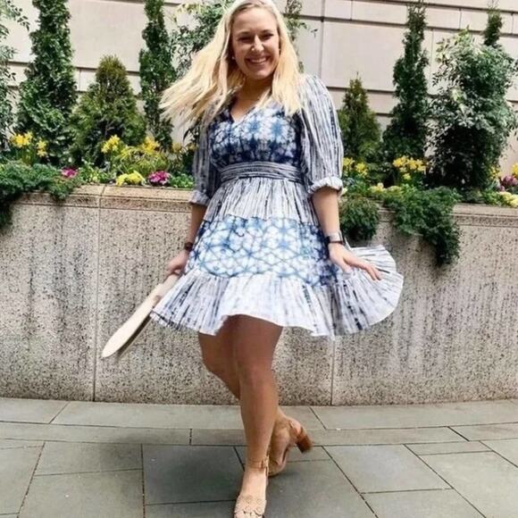 ANTHROPOLOGIE Behati Shibori Dress Blue {II6} - Picture 5 of 9